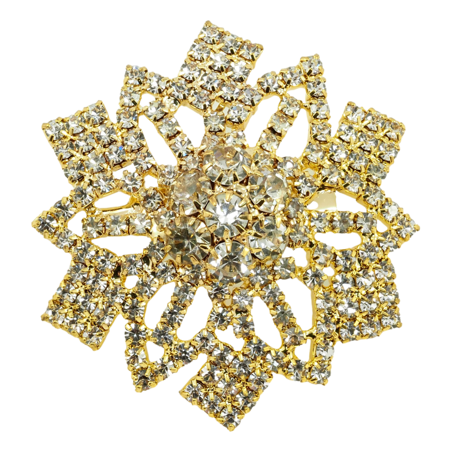 Брошка Квіточка з білими стразами фото №1