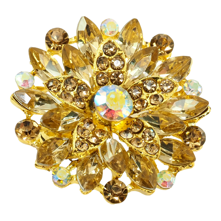 Брошка Квітка з коричневими стразами фото №9