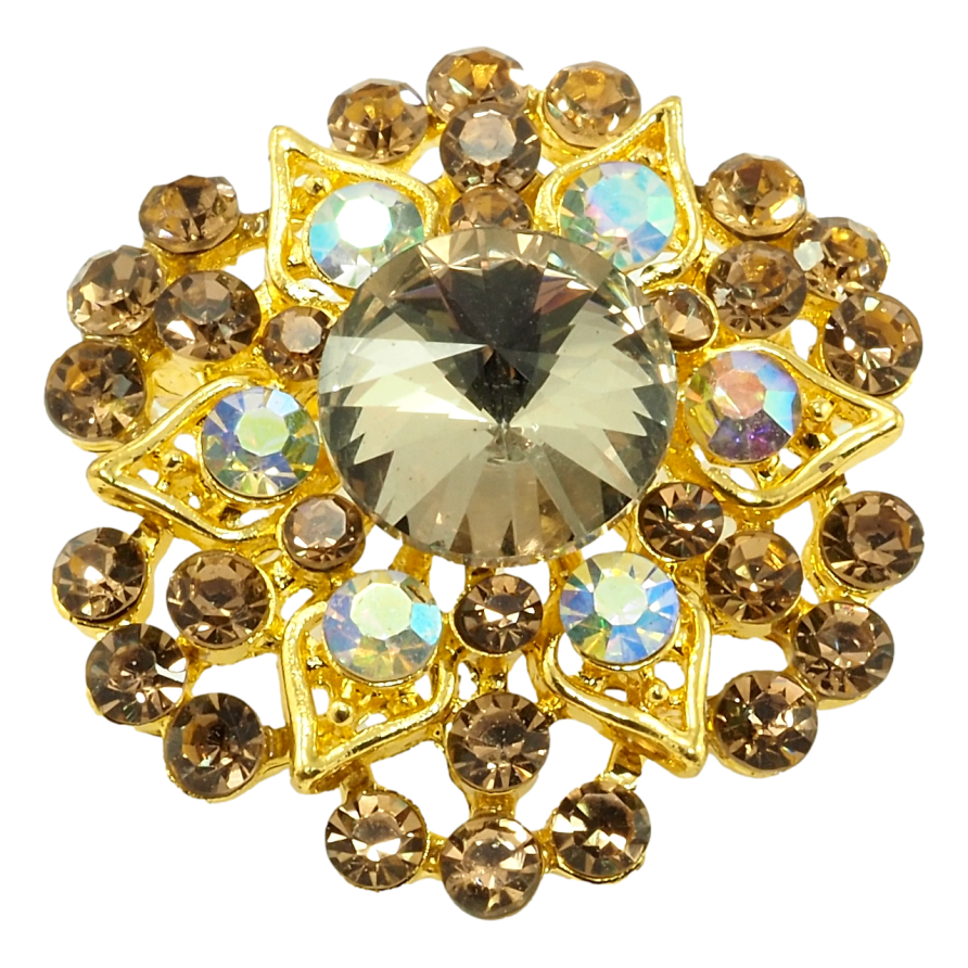 Брошка Квіточка з коричневими стразами фото №1