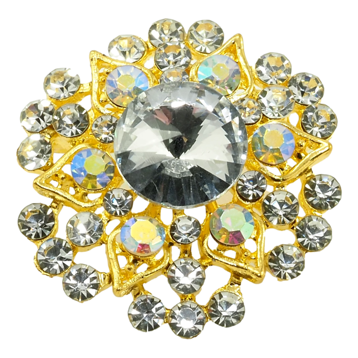 Брошь Цветочек с белыми стразами фото №15