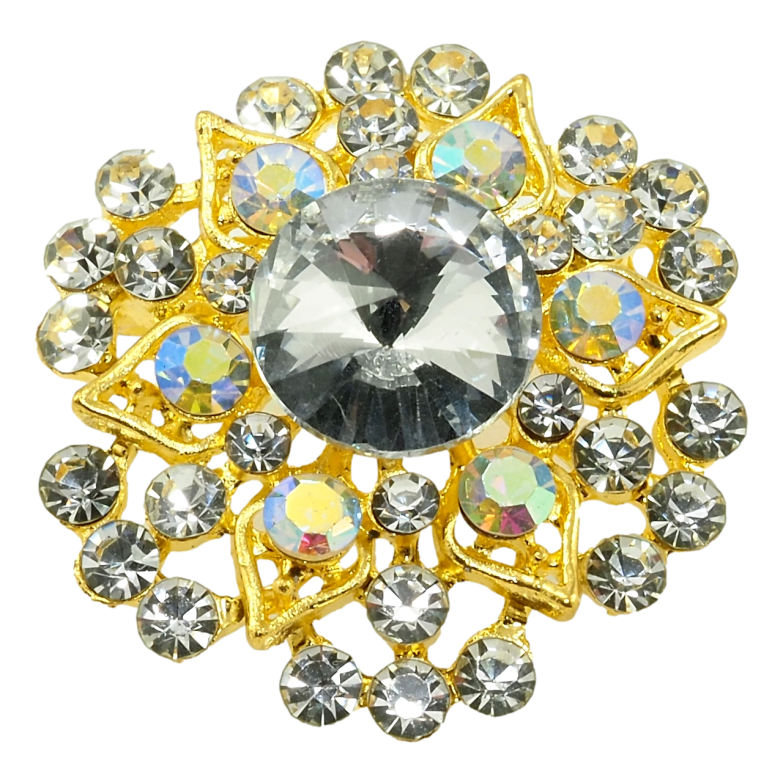 Брошка Квіточка з білими стразами фото №2