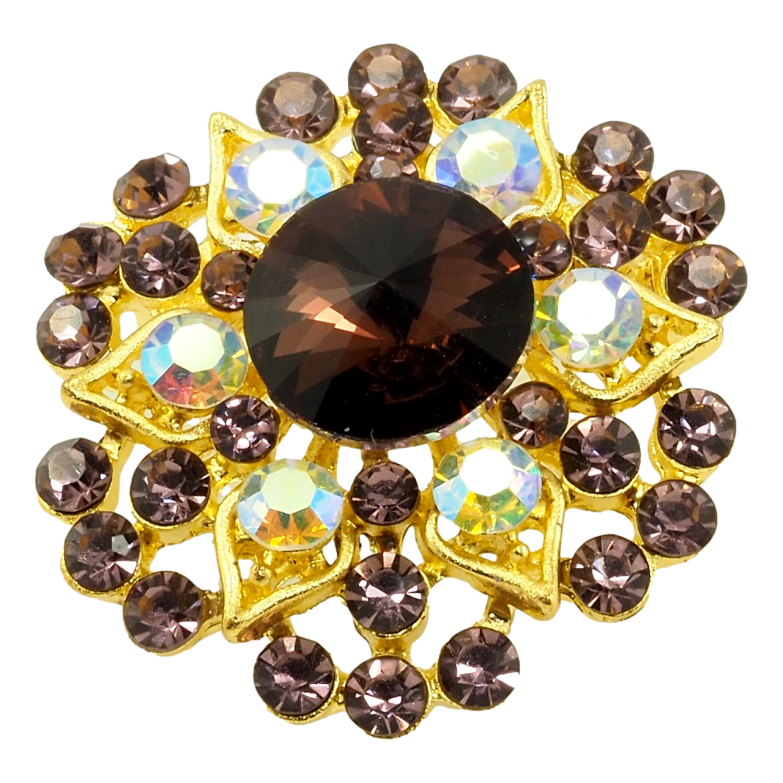 Брошка Квіточка з бордовими стразами фото №1