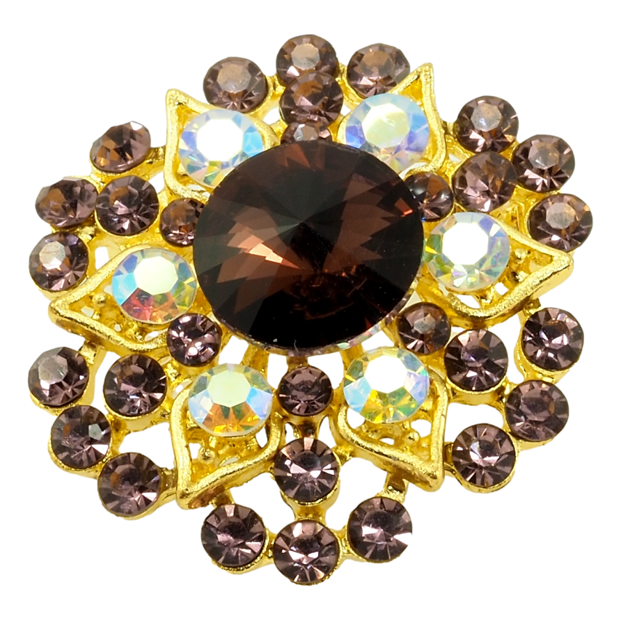 Брошка Квіточка з бордовими стразами фото №1