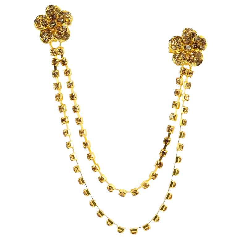 Брошка Дві квітки з ланцюжками фото №1