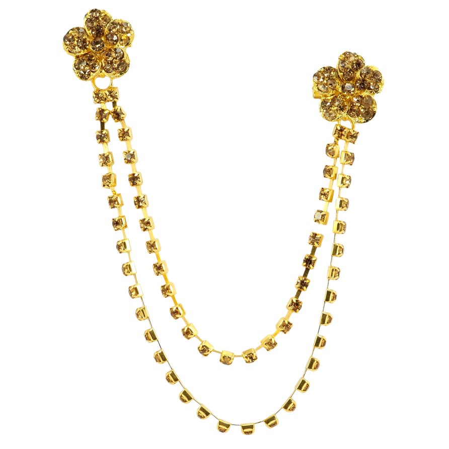 Брошка Дві квітки з ланцюжками фото №1