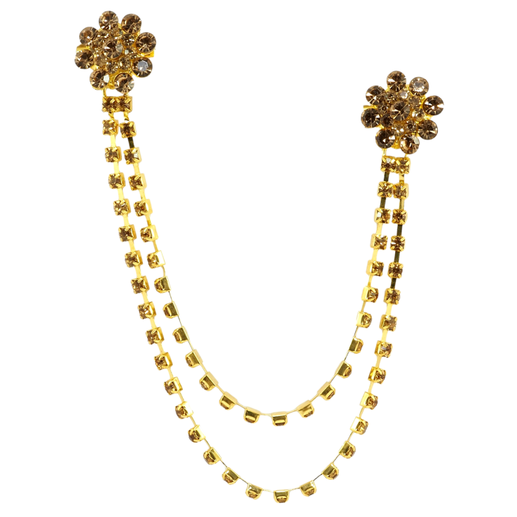 Брошь Два цветка с цепочками фото №5