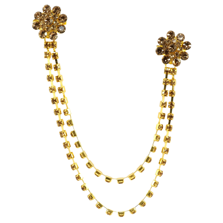 Брошка Дві квітки з ланцюжками фото №1