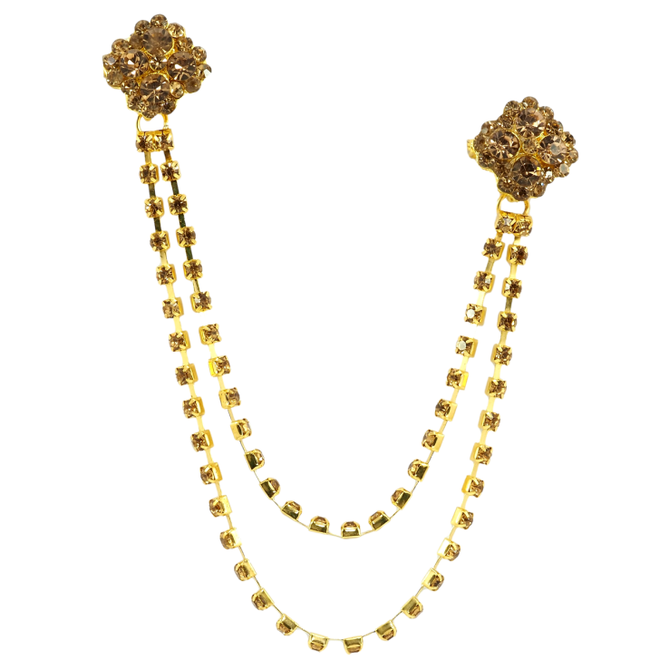 Брошка Дві квітки з ланцюжками фото №15