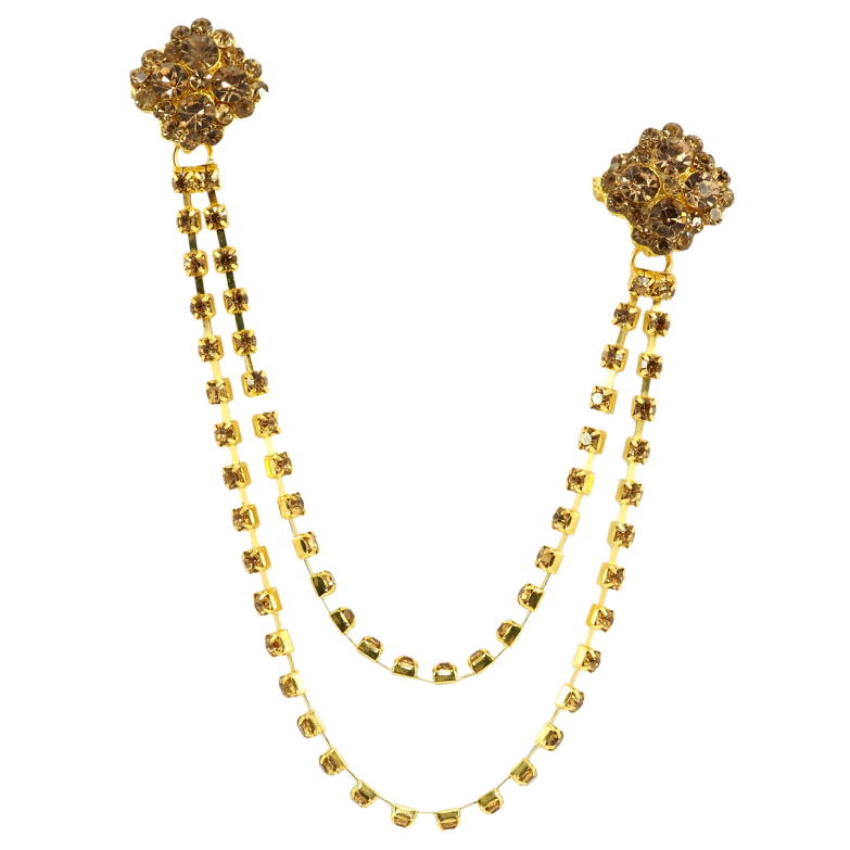 Брошка Дві квітки з ланцюжками фото №1