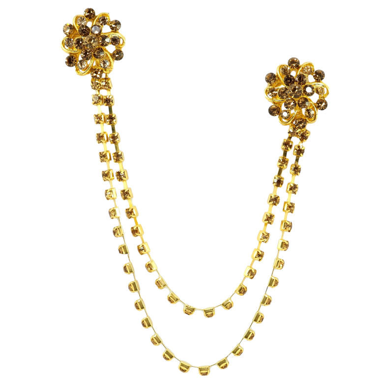 Брошь Два цветка с цепочками фото №6