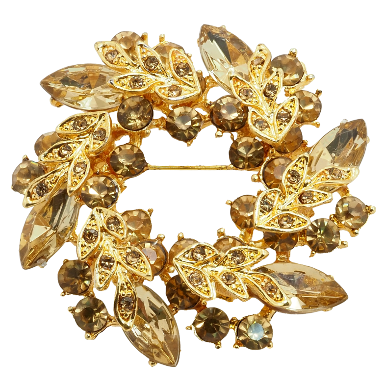 Брошка Віночок з коричневими стразами фото №12