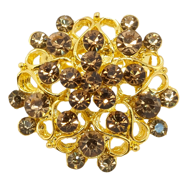 Брошка Квітка з коричневими стразами фото №18