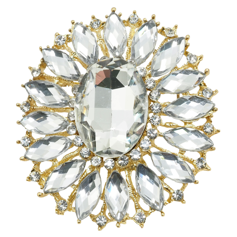 Брошь Цветок со стразами фото №2