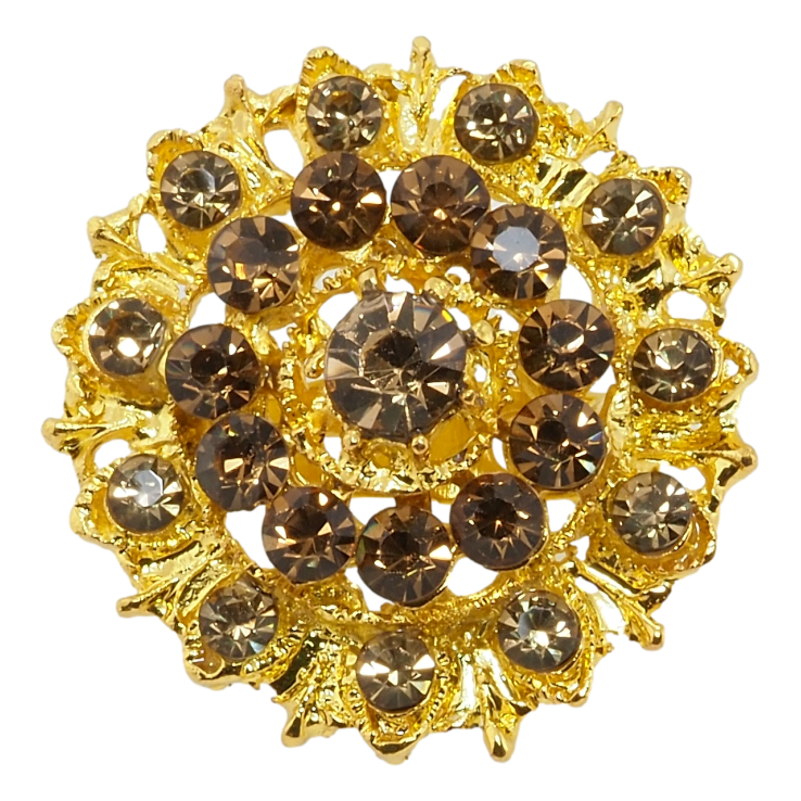 Брошка Квітка з коричневими стразами фото №7