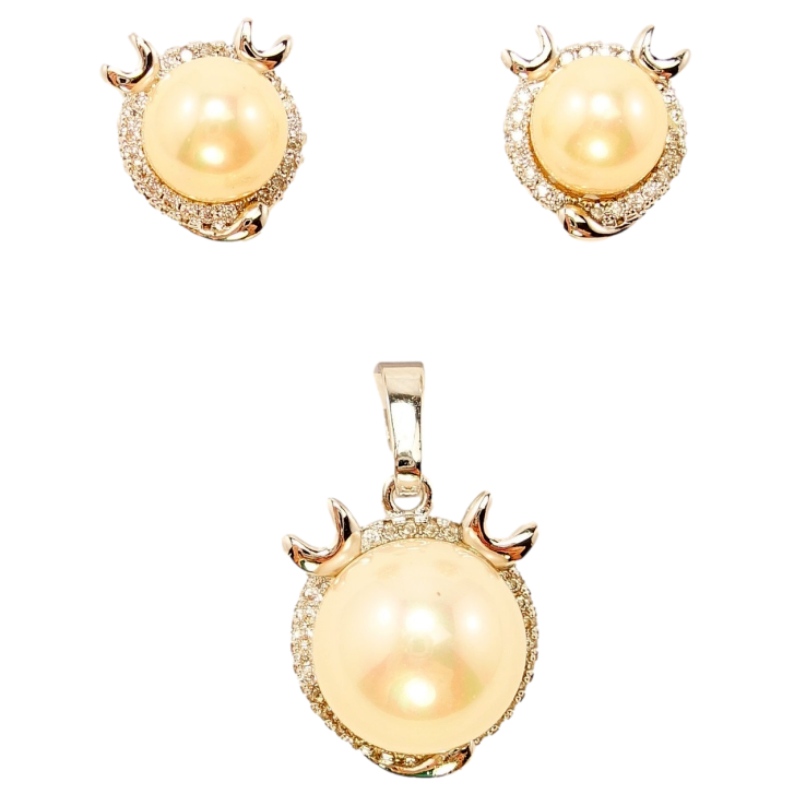 Набір Xuping Родій Сережки Кулон Кремова Перлина в Декоративній Оправі з Інкрустацією Дрібний Цирконій фото №15