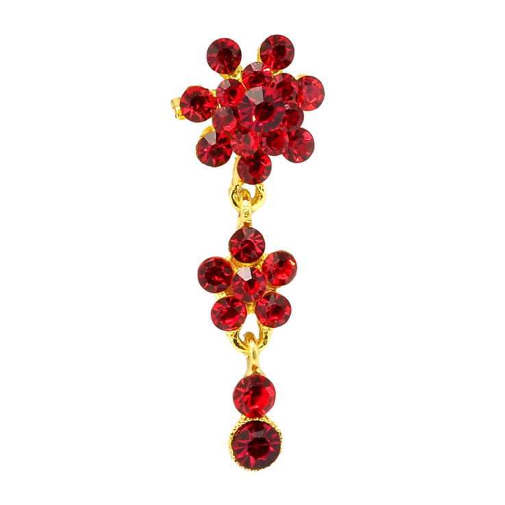 Брошь Кристальные красные цветочки фото №13