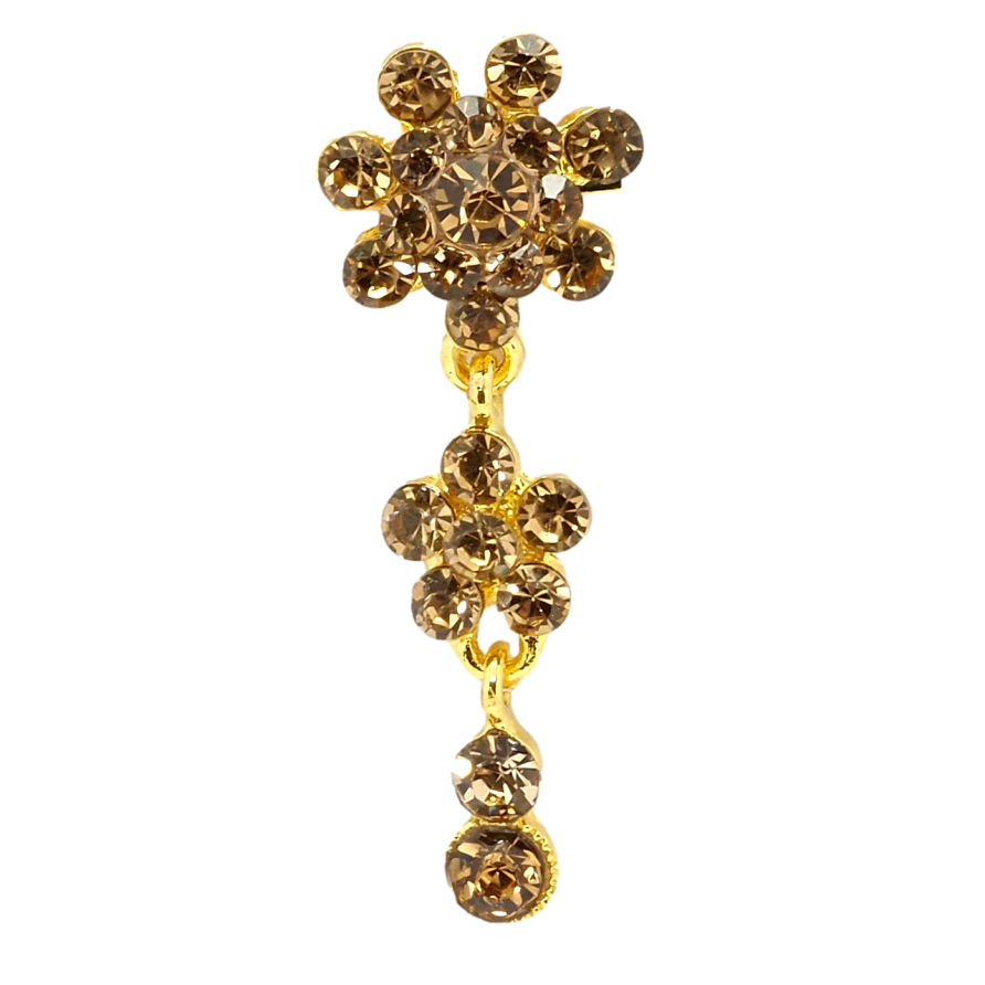 Брошь Кристальные коричневые цветочки фото №1