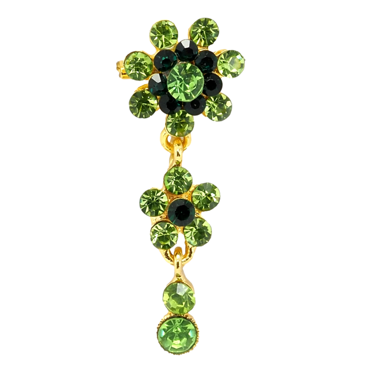 Брошь Кристальные зеленые цветочки фото №4