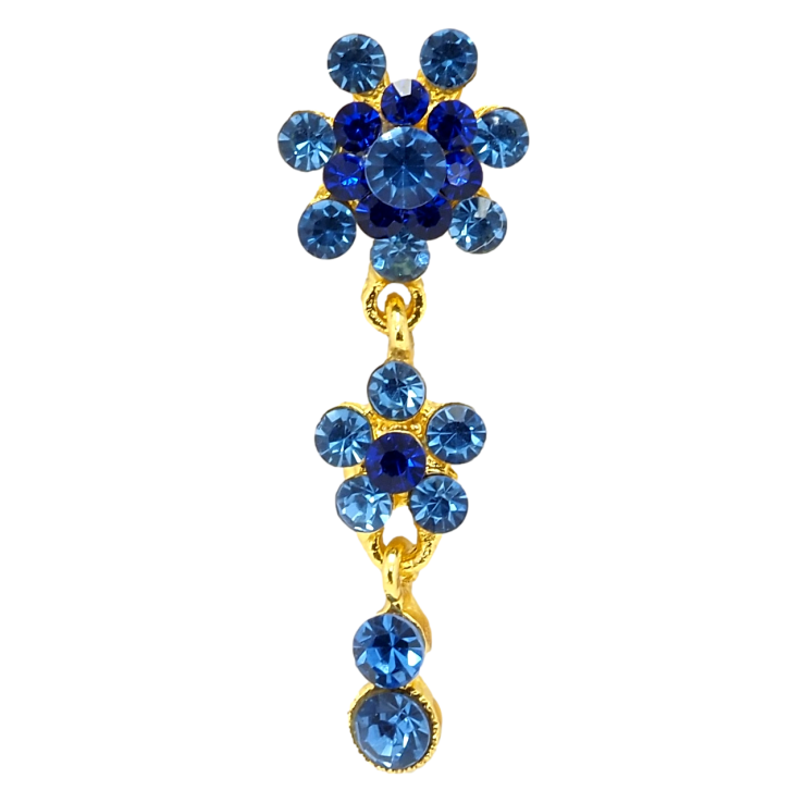 Брошь Кристальные синие цветочки фото №7