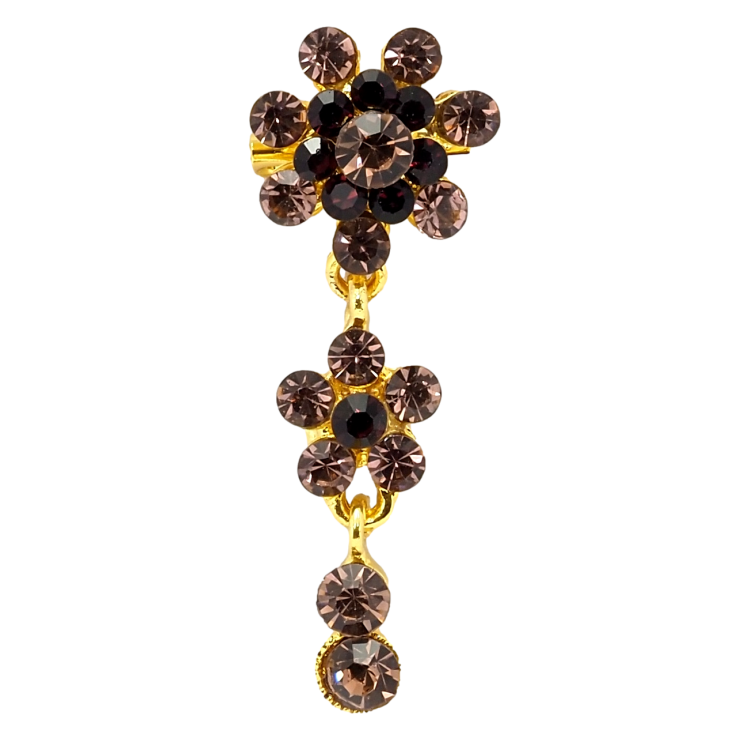 Брошь Кристальные бордовые цветочки фото №6