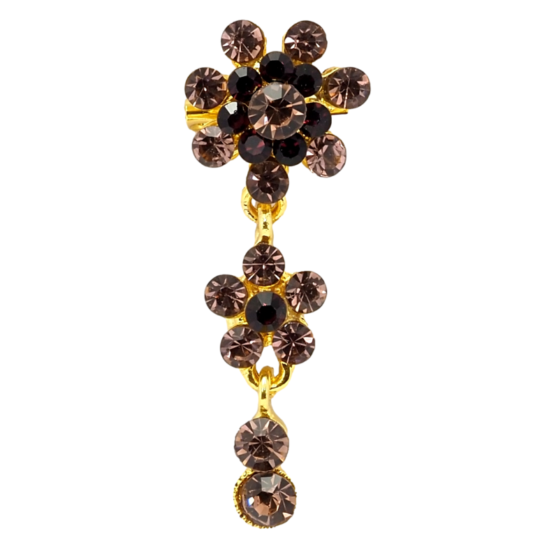 Брошка Кристальні бордові квіточки фото №1