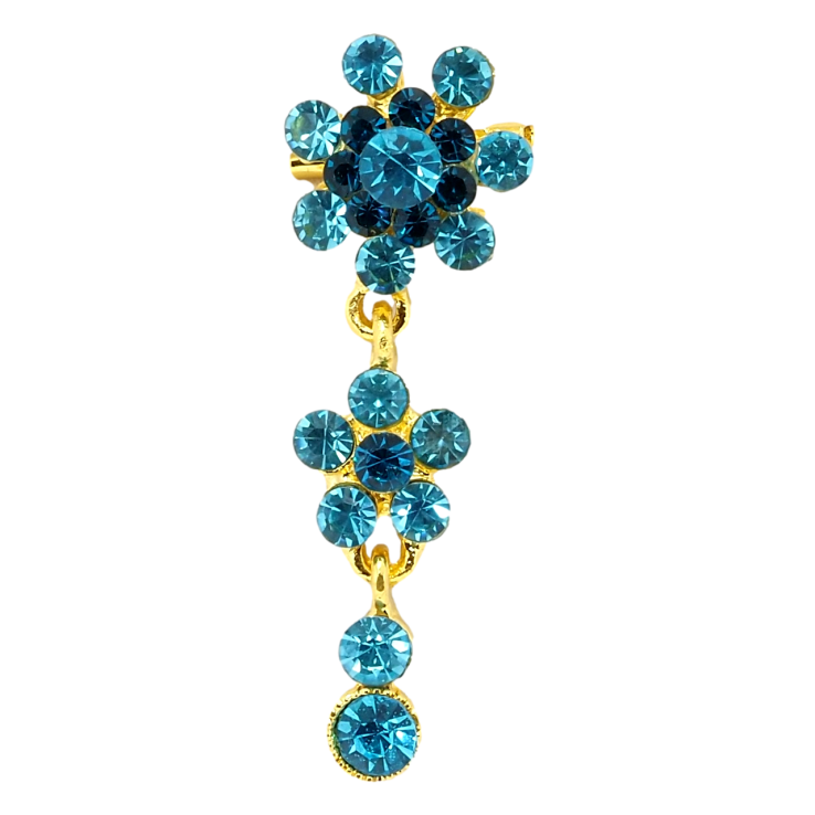 Брошь Кристальные голубые цветочки фото №5