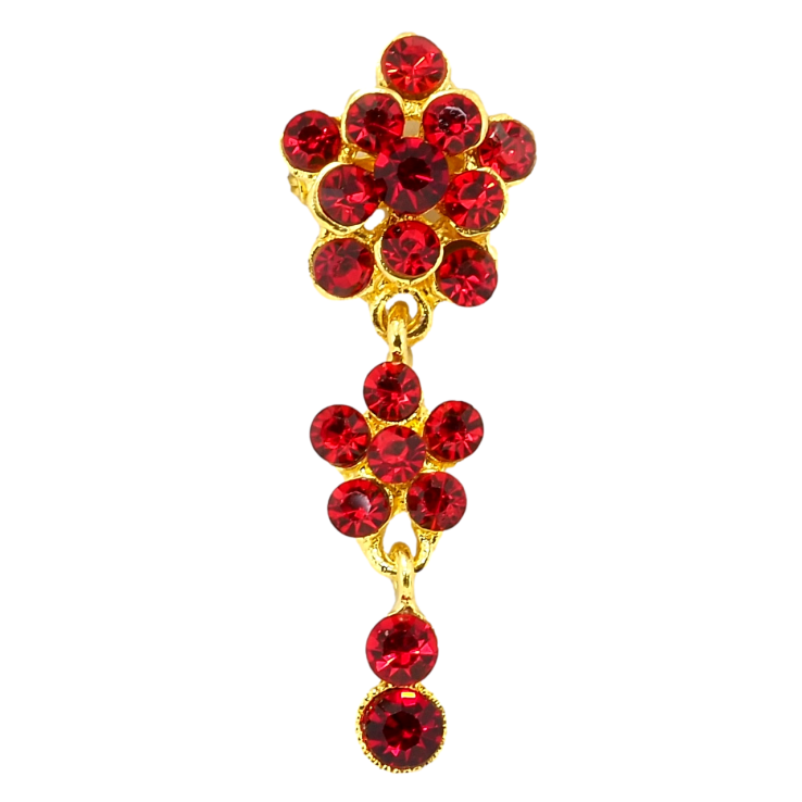 Брошь Кристальные красные цветочки фото №11