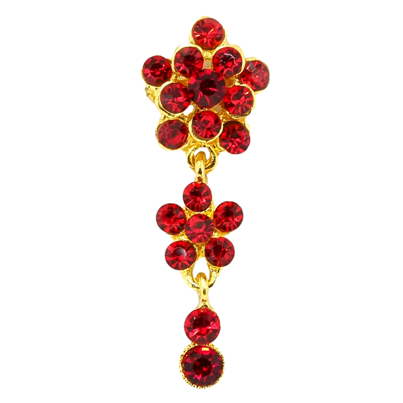 Брошь Кристальные красные цветочки фото №1
