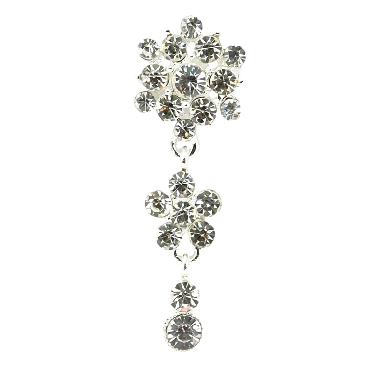 Брошь Кристальные белые цветочки фото №16