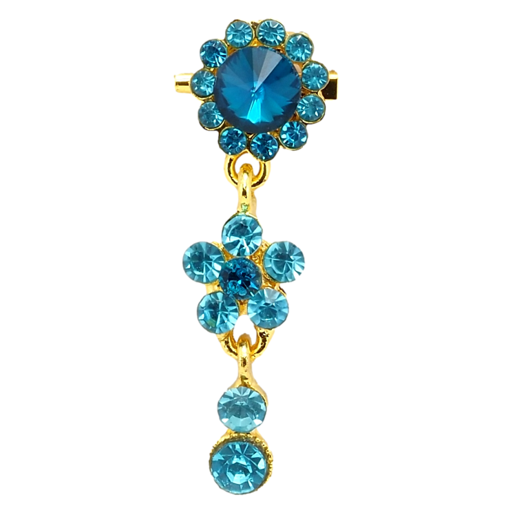 Брошь Кристальные голубые цветочки фото №3