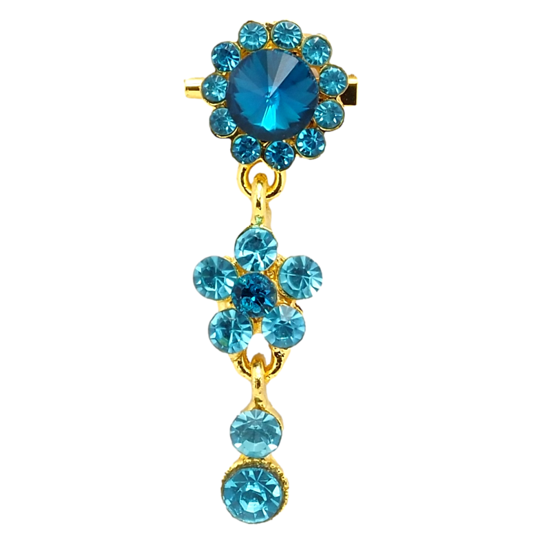 Брошка Кристальні блакитні квіточки фото №10