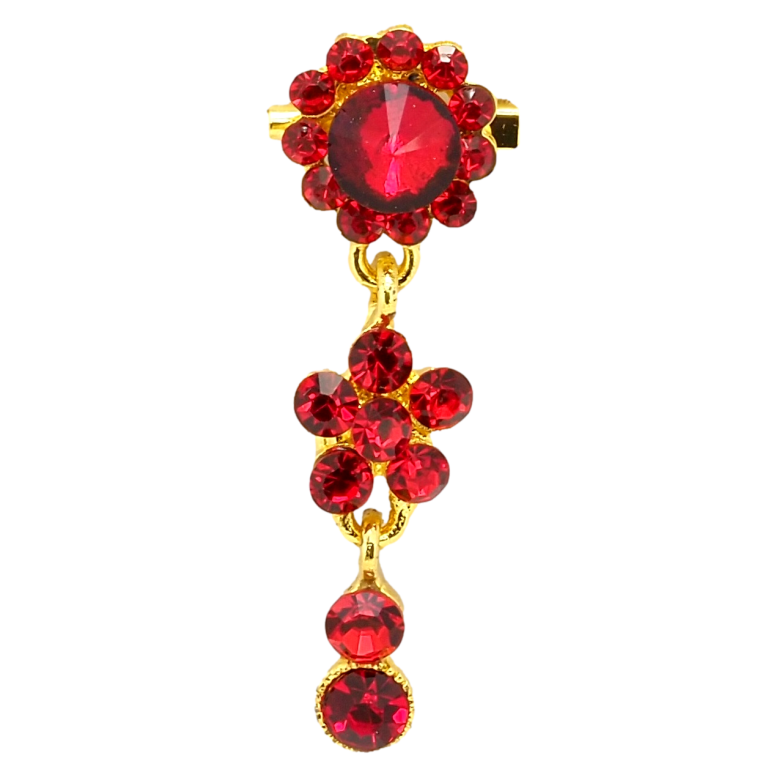 Брошь Кристальные красные цветочки фото №1