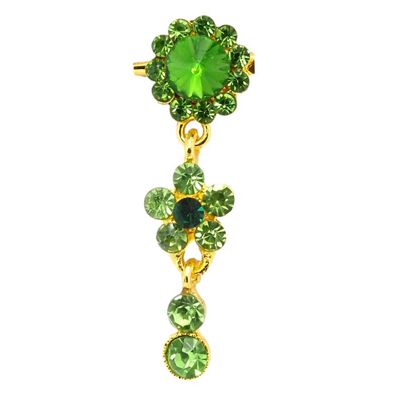 Брошка Квіткова підвіска із зеленими стразами фото №1