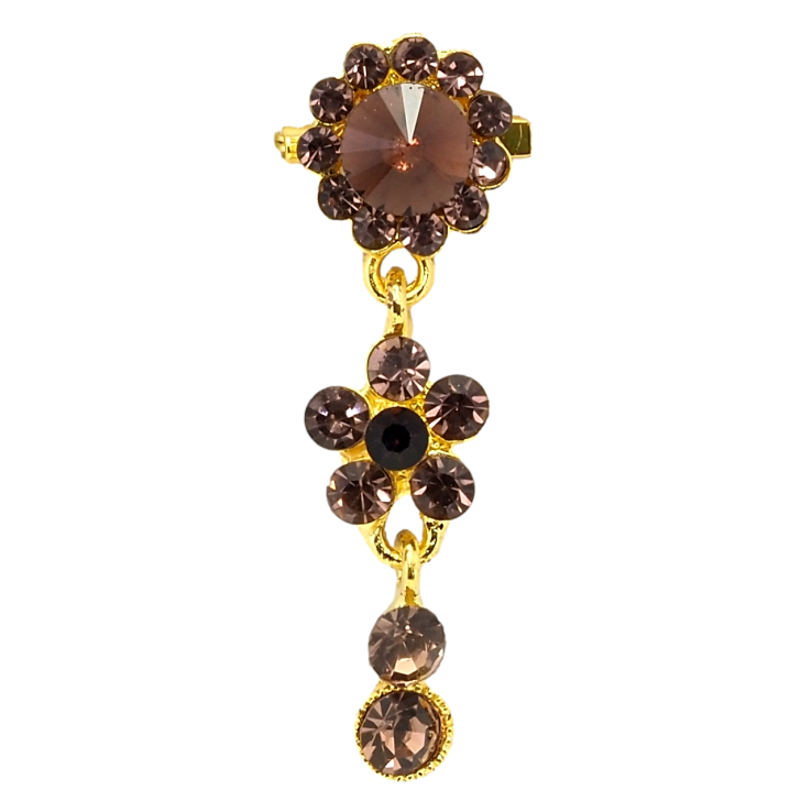 Брошка Квіткова підвіска з бордовими стразами фото №24