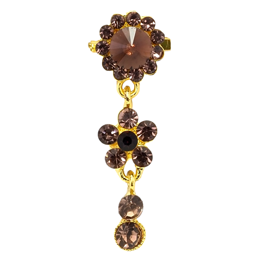 Брошка Квіткова підвіска з бордовими стразами фото №1