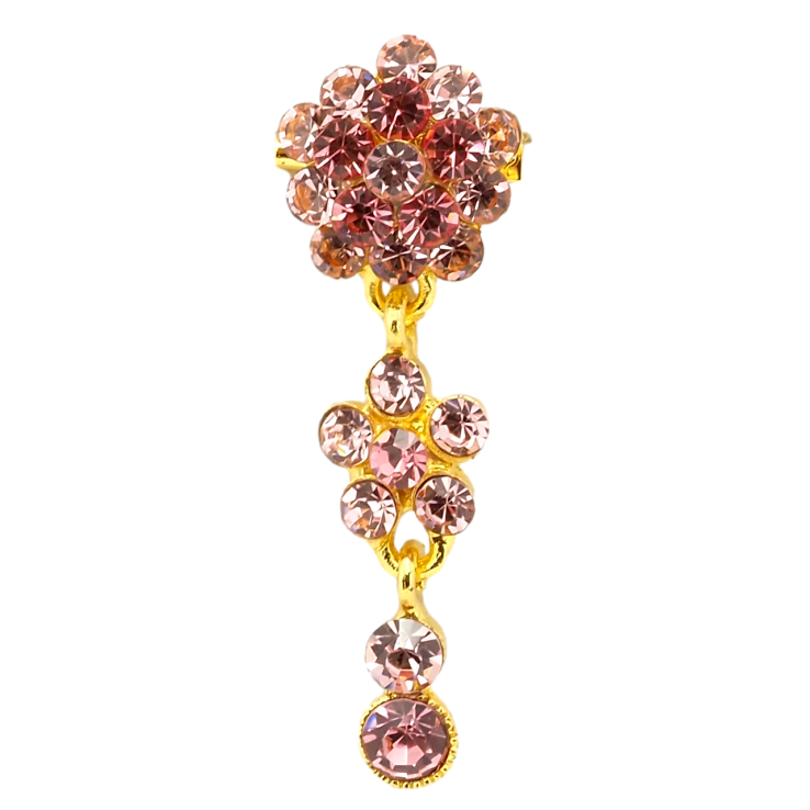 Брошка Квіткова підвіска з рожевих страз фото №18