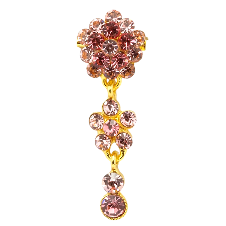 Брошка Квіткова підвіска з рожевих страз фото №1