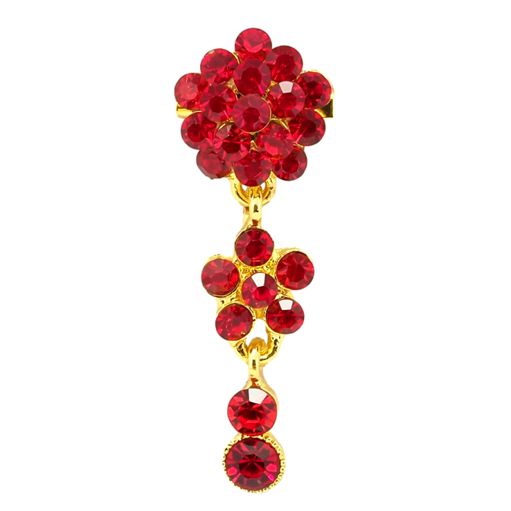 Брошь Цветочная подвеска из красных страз фото №4