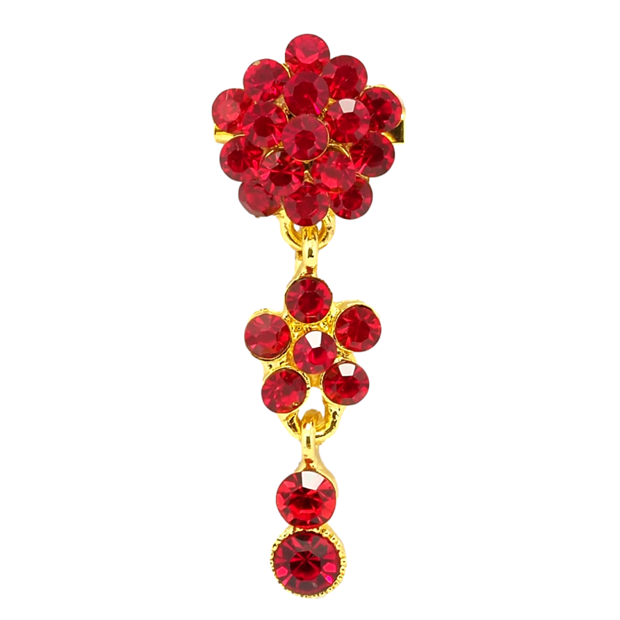 Брошь Цветочная подвеска из красных страз фото №1