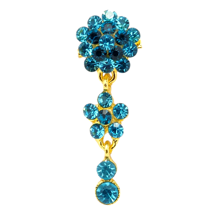 Брошь Цветочная подвеска из бирюзовых страз фото №6