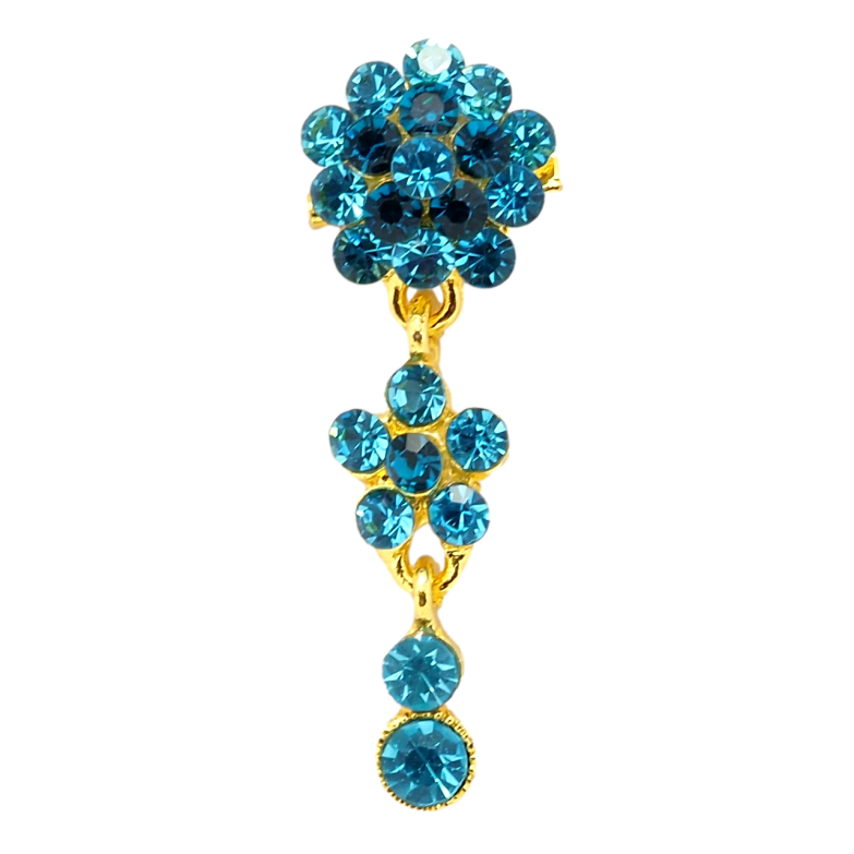 Брошь Цветочная подвеска из бирюзовых страз фото №1