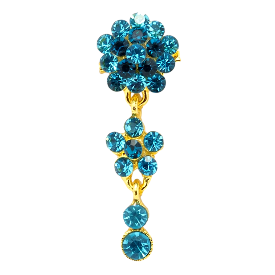 Брошь Цветочная подвеска из бирюзовых страз фото №1