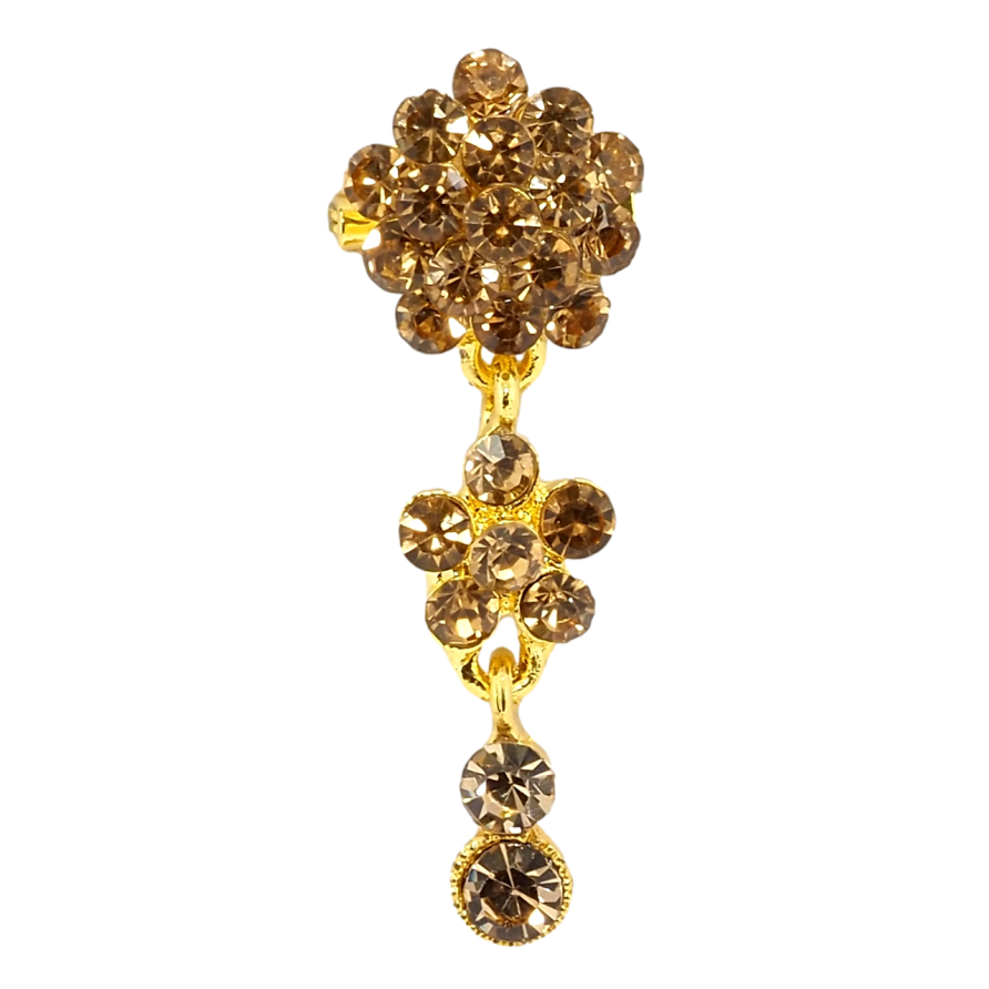 Брошка Квіткова підвіска з коричневих страз фото №1