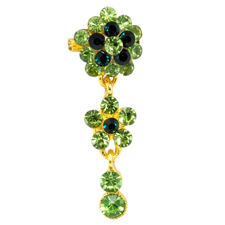 Брошка Квіткова підвіска із зелених страз фото №1