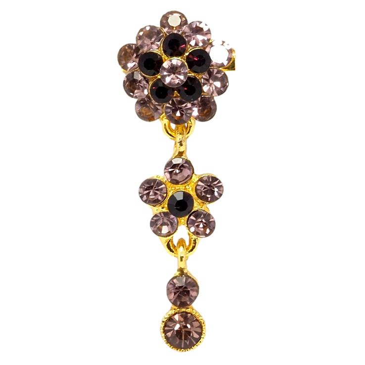 Брошь Цветочная подвеска из бордовых страз фото №5