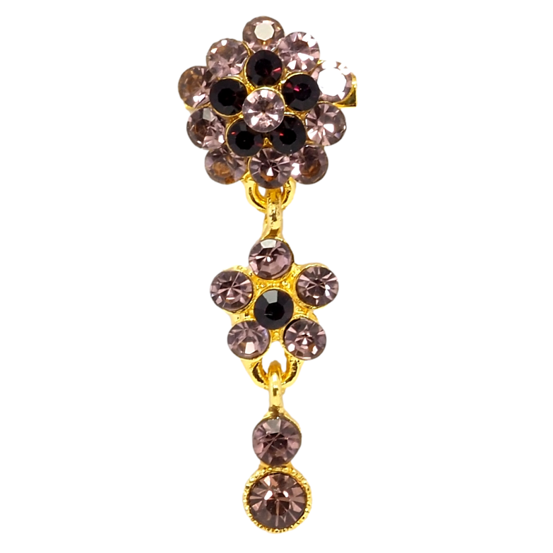 Брошка Квіткова підвіска з бордових страз фото №6