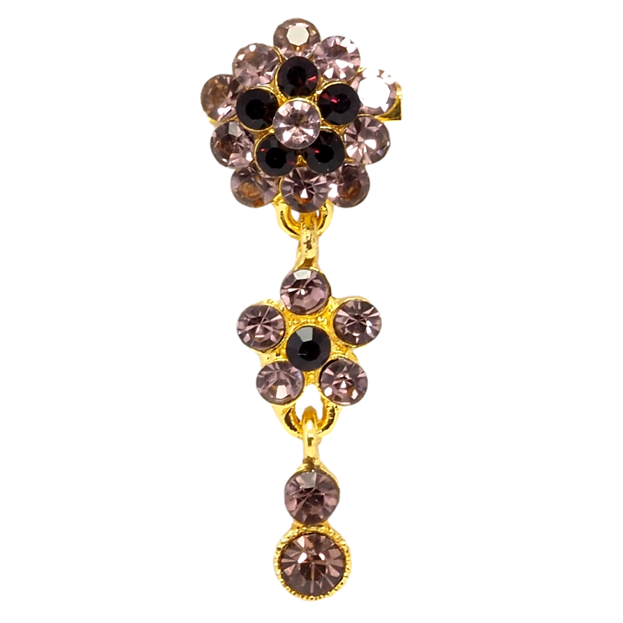 Брошь Цветочная подвеска из бордовых страз фото №1