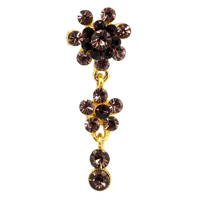 Брошка Квіткова підвіска з бордових страз фото №1