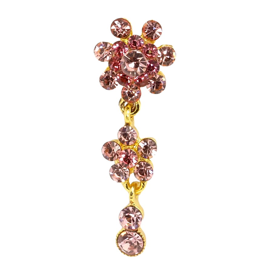 Брошка Квіткова підвіска з рожевих страз фото №1