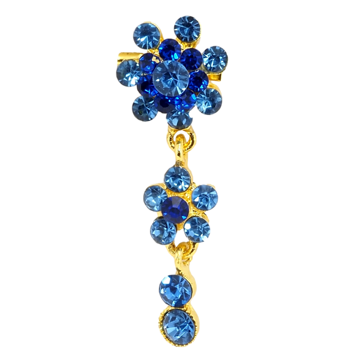 Брошка Квіткова підвіска із синіх страз фото №3